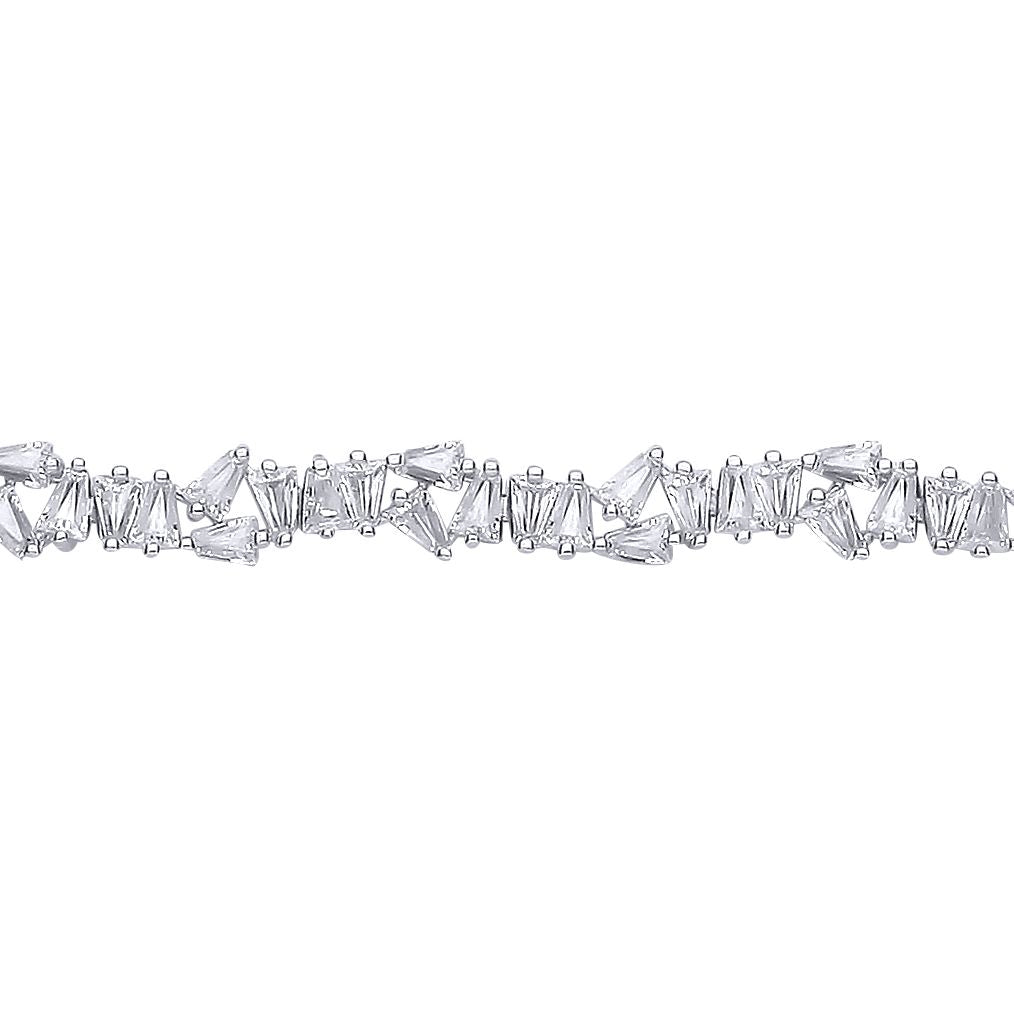 Silver  Baguette CZ Star Constellation Cluster Tennis Bracelet - GVB610