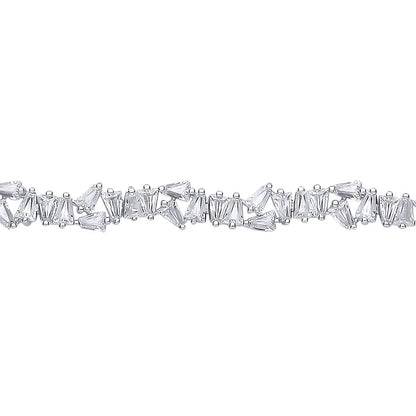 Silver  Baguette CZ Star Constellation Cluster Tennis Bracelet - GVB610