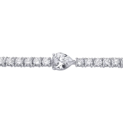 Silver  Pear CZ Solitaire Centrepiece Tennis Bracelet - GVB612