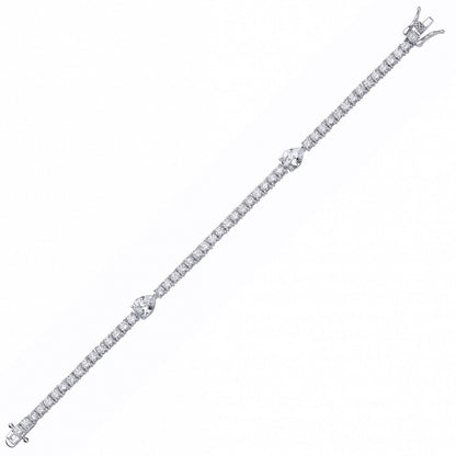Silver  Pear CZ Solitaire Centrepiece Tennis Bracelet - GVB612
