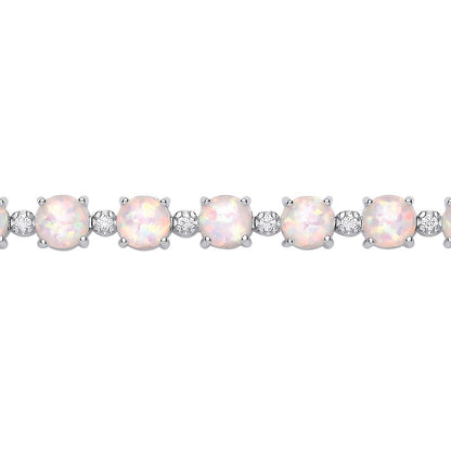 Silver  Rainbow Opal CZ Lil n Large Alternating Tennis Bracelet - GVB613
