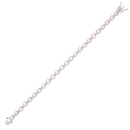 Silver  Rainbow Opal CZ Lil n Large Alternating Tennis Bracelet - GVB613
