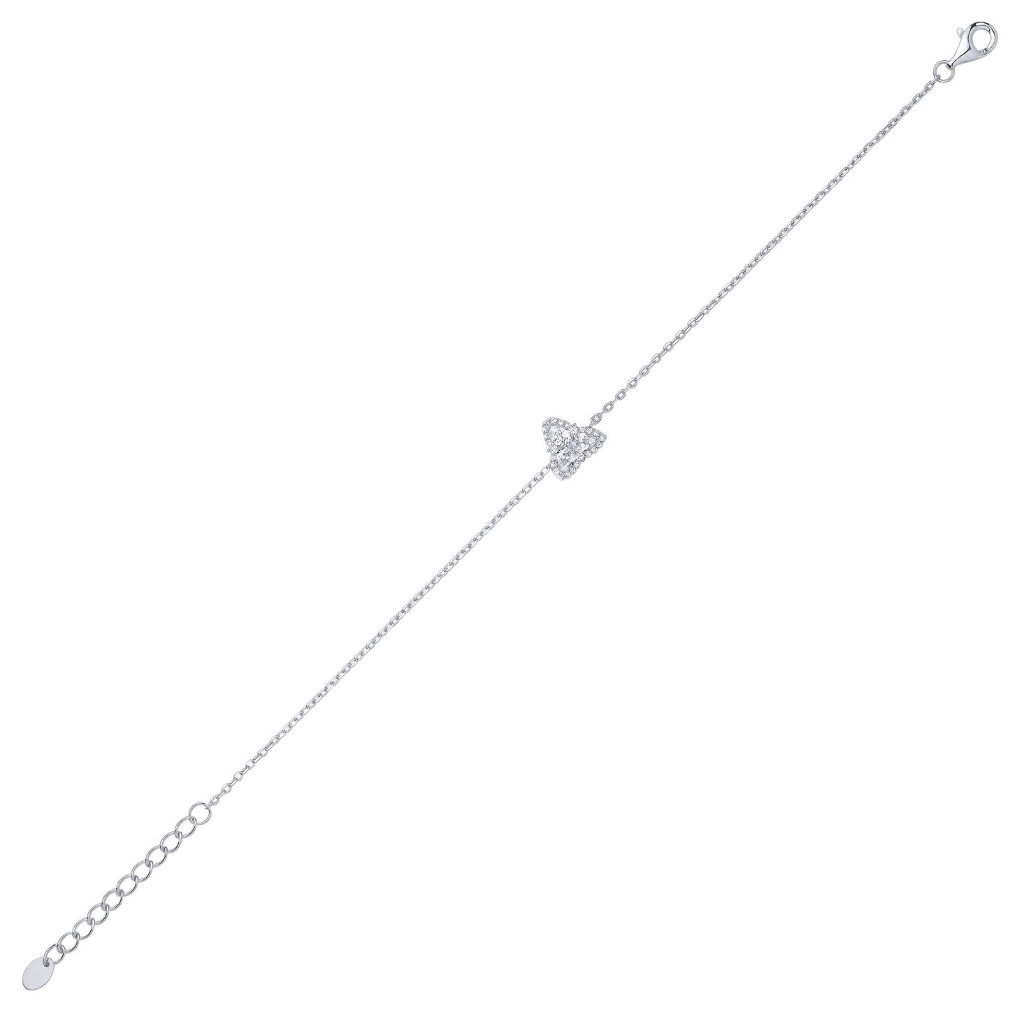 Sterling Silver CZ Triple Heart Cluster Bracelet - GVB616