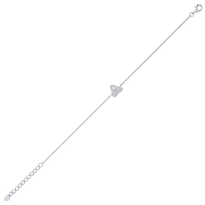 Sterling Silver CZ Triple Heart Cluster Bracelet - GVB616