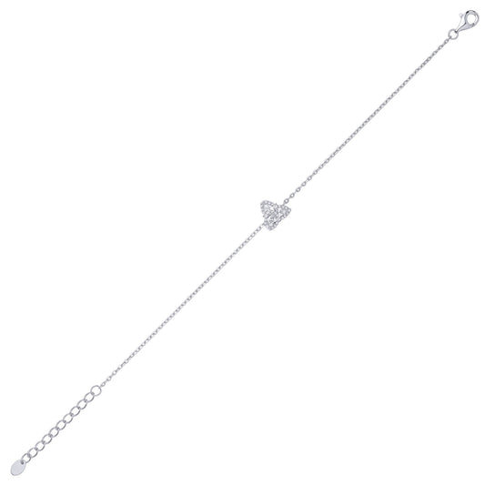 Sterling Silver CZ Triple Heart Cluster Bracelet - GVB616