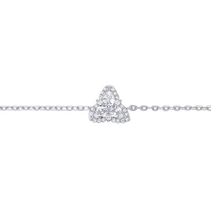 Silver  Pear CZ Celtic Trinity Knot Cluster Charm Bracelet - GVB616