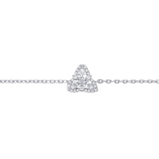 Silver  Pear CZ Celtic Trinity Knot Cluster Charm Bracelet - GVB616