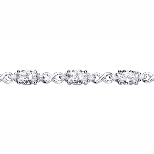 Sterling Silver  CZ Kisses Tennis Bracelet - GVB617
