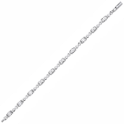 Sterling Silver  CZ Kisses Tennis Bracelet - GVB617