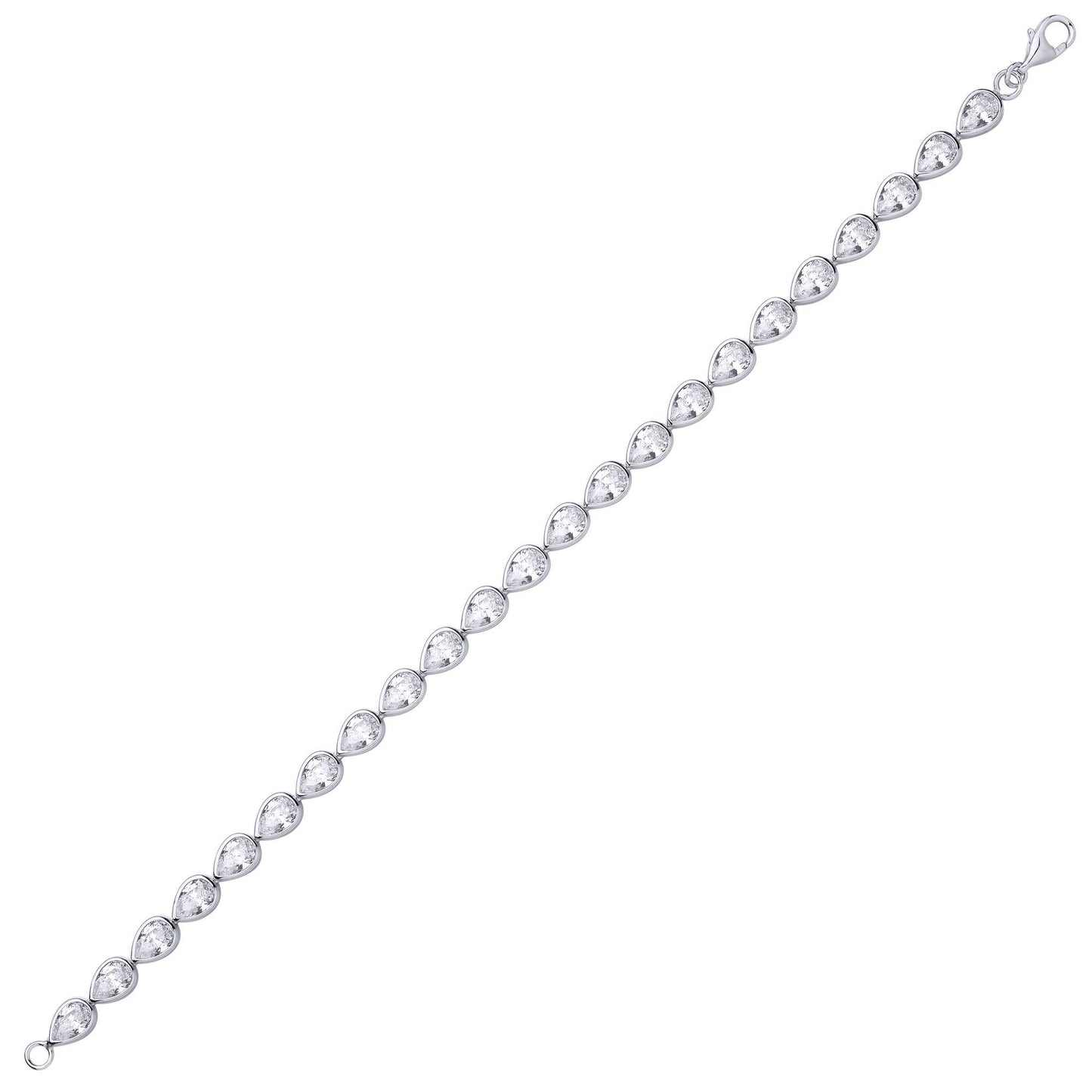 Silver  Pear CZ Bezel Halo Tears of Joy Tennis Bracelet - GVB619