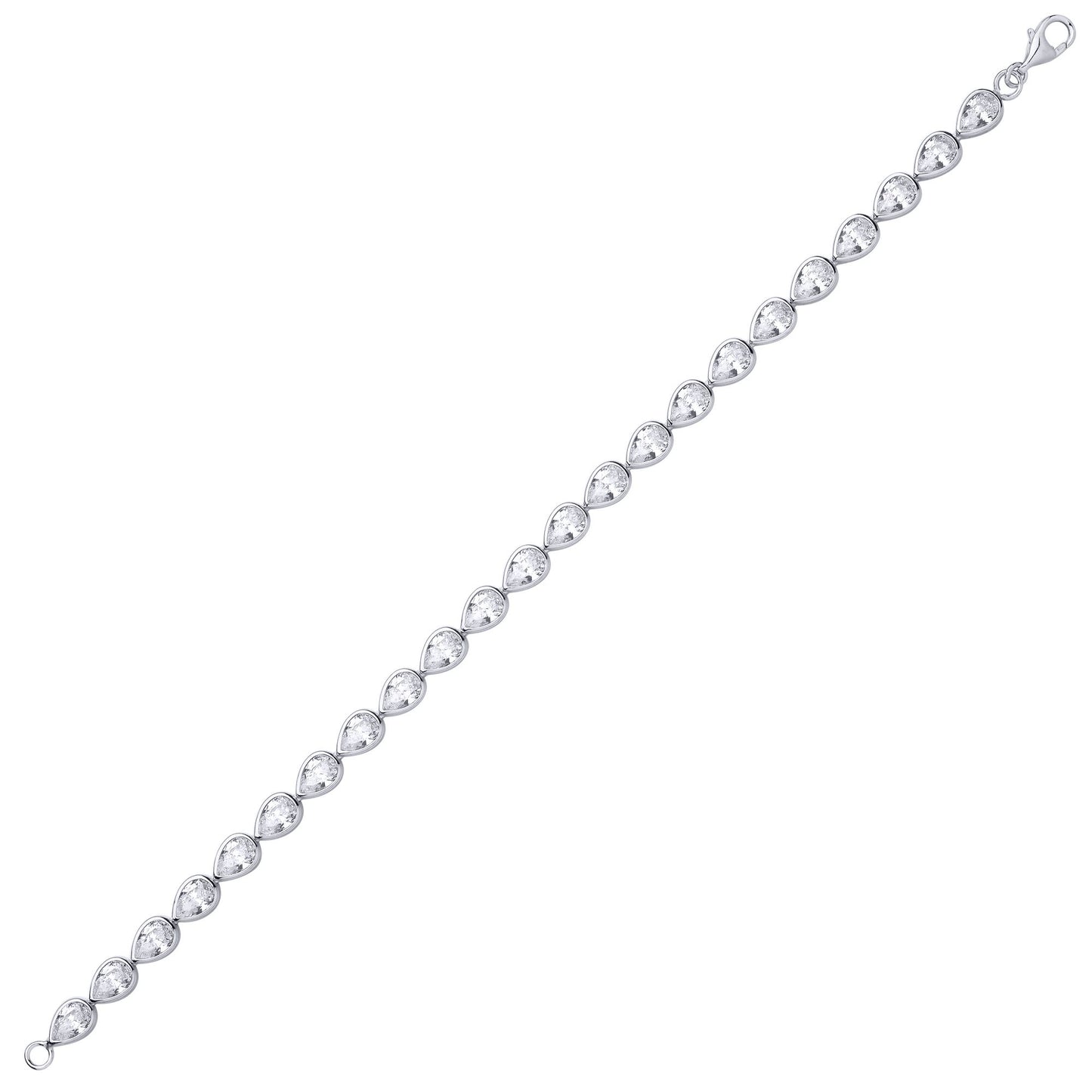 Sterling Silver Pear Drop Tennis Bracelet - GVB619