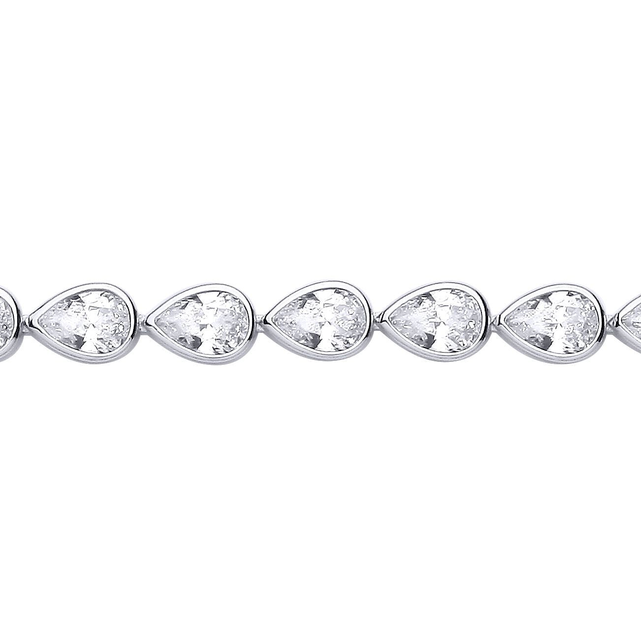 Silver  Pear CZ Bezel Halo Tears of Joy Tennis Bracelet - GVB619