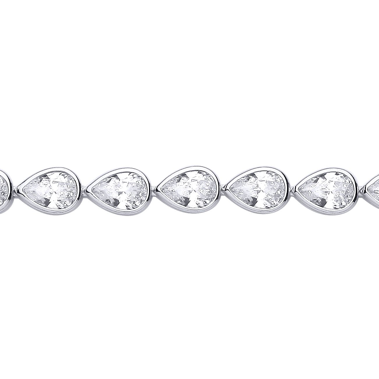 Sterling Silver Pear Drop Tennis Bracelet - GVB619