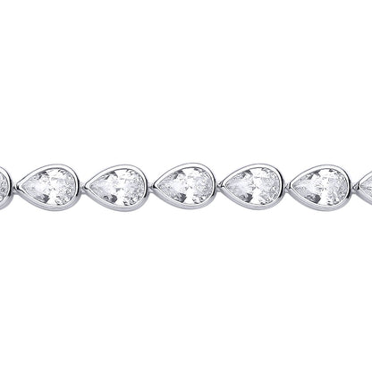 Sterling Silver Pear Drop Tennis Bracelet - GVB619