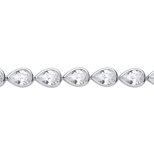 Sterling Silver Pear Drop Tennis Bracelet - GVB619