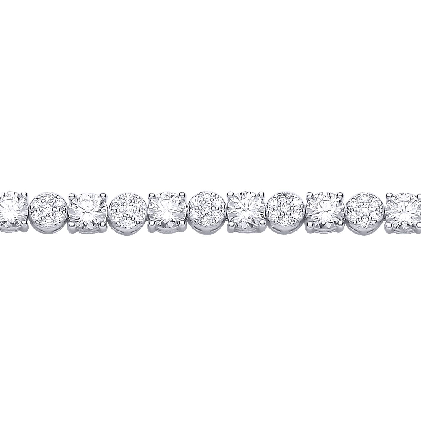 Sterling Silver Cluster CZ Tennis Bracelet - GVB622