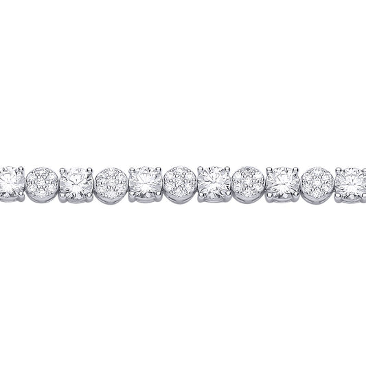 Sterling Silver Cluster CZ Tennis Bracelet - GVB622