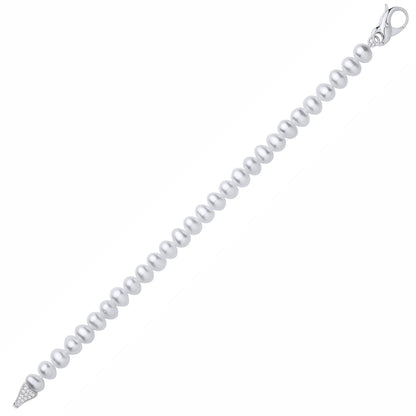 Silver  Pebble Pearl CZ Pebble Beads Infinity Tennis Bracelet - GVB627
