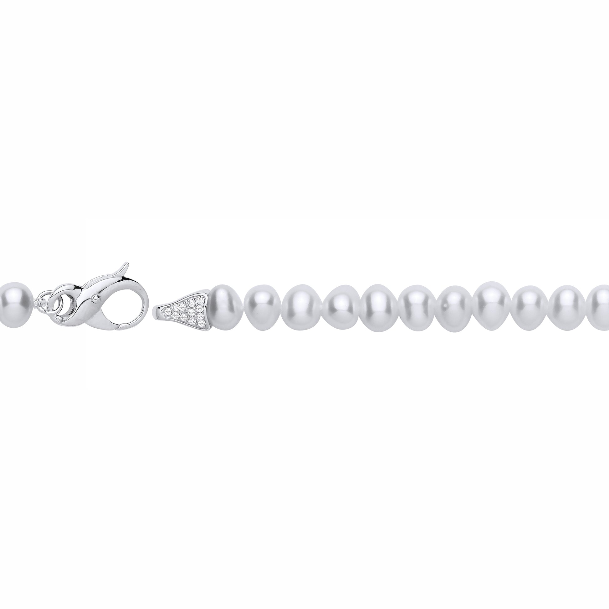 Silver  Pebble Pearl CZ Pebble Beads Infinity Tennis Bracelet - GVB627