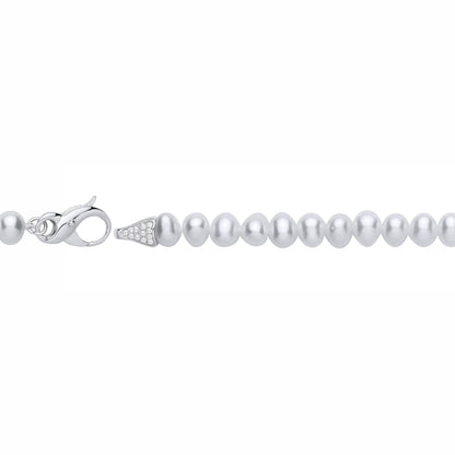 Silver  Pebble Pearl CZ Pebble Beads Infinity Tennis Bracelet - GVB627