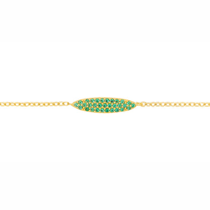 18K Gold-plated Silver  Emerald CZ Oval Shaped Charm Bracelet - GVB632