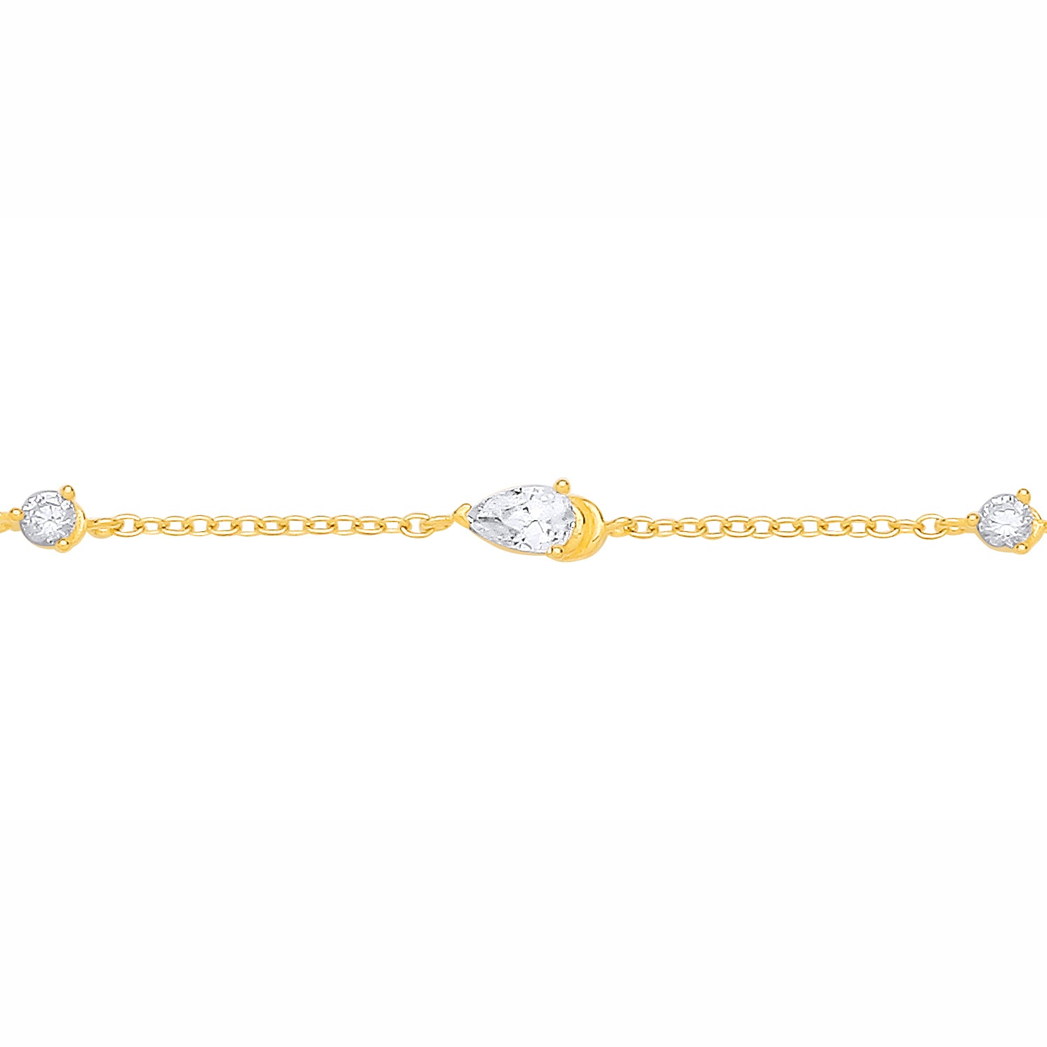 Gilded Silver  Pear CZ Raindrop Lantern Solitaire Charm Bracelet - GVB633