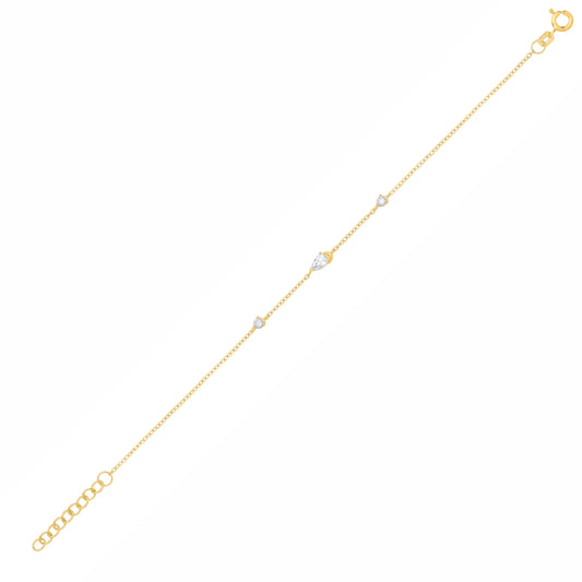 18K Gold-plated Silver  CZ & Fresh Water Pearl 3-3.5mm Bracelet - GVB633