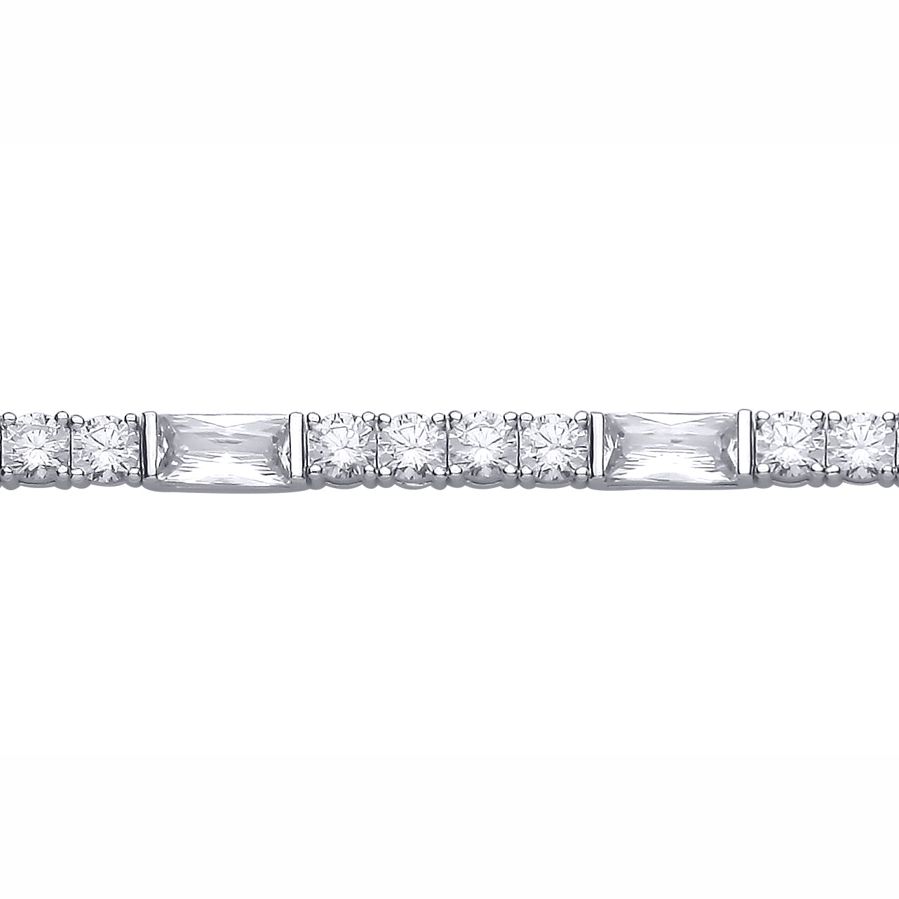 Sterling Silver  CZ Round & Emerald Cut Tennis Bracelet - GVB635