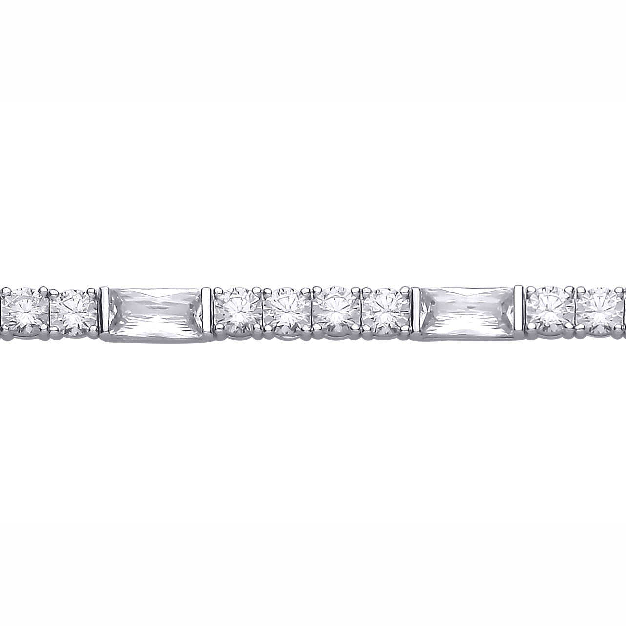 Silver  Radiant CZ Alternating 4-and-1 Mixed Shape Tennis Bracelet - GVB635