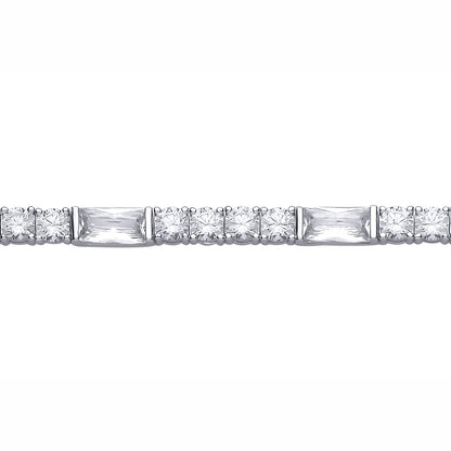 Silver  Radiant CZ Alternating 4-and-1 Mixed Shape Tennis Bracelet - GVB635