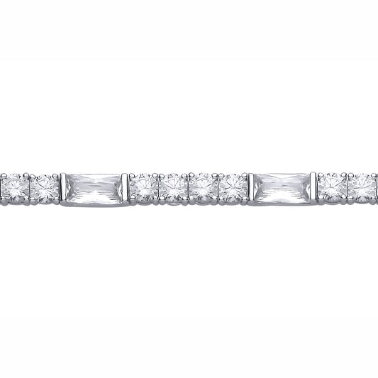 Silver  Radiant CZ Alternating 4-and-1 Mixed Shape Tennis Bracelet - GVB635