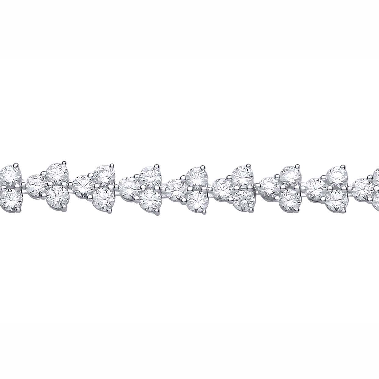 Silver  CZ Trilogy Clover Clubs Line Eternity Tennis Bracelet - GVB638
