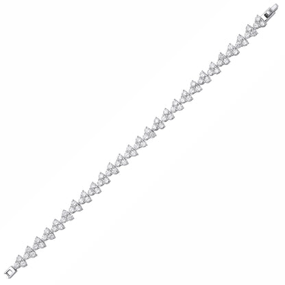 Silver  CZ Trilogy Clover Clubs Line Eternity Tennis Bracelet - GVB638