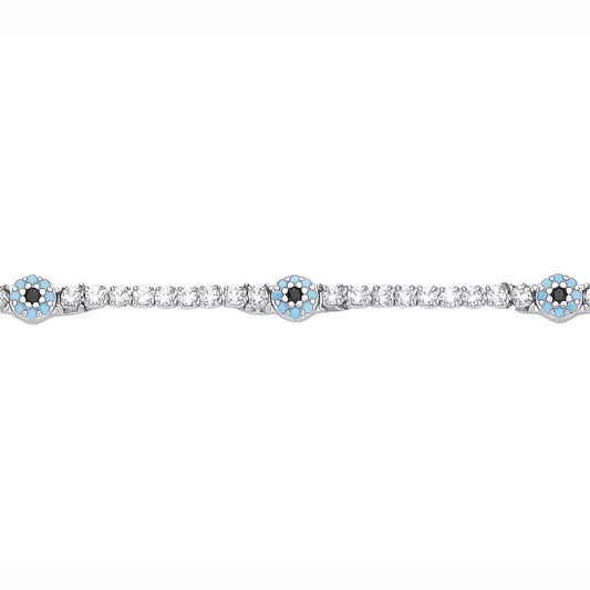 Sterling Silver  CZ Evil Eye Bracelet - GVB639