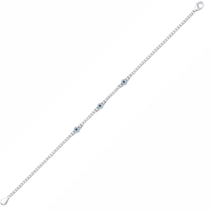 Sterling Silver  CZ Evil Eye Bracelet - GVB639