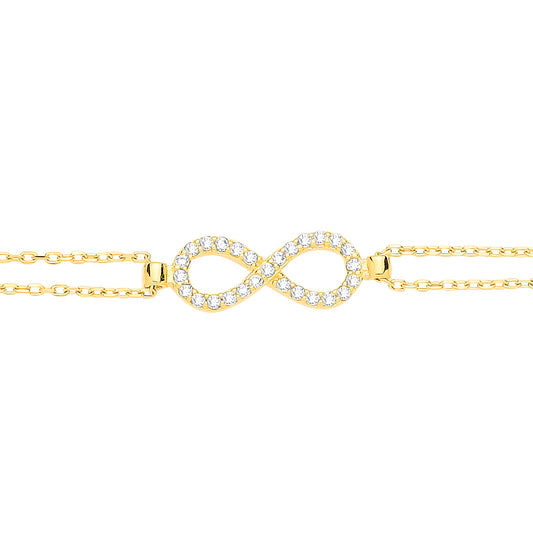 Gold-plated Sterling Silver  CZ Infinity Bracelet - GVB641