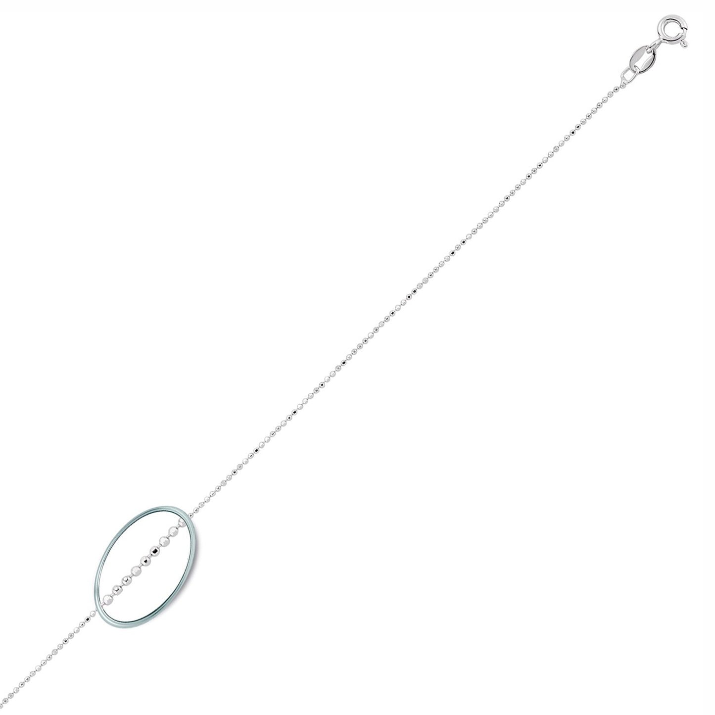 Silver  Bead Pendant Chain Necklace 1.2mm 18 inch - GVCH31