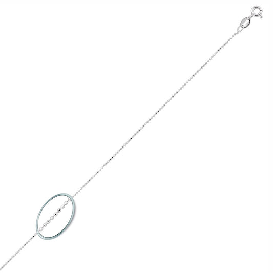 Silver  Bead Pendant Chain Necklace 1.2mm 18 inch - GVCH31