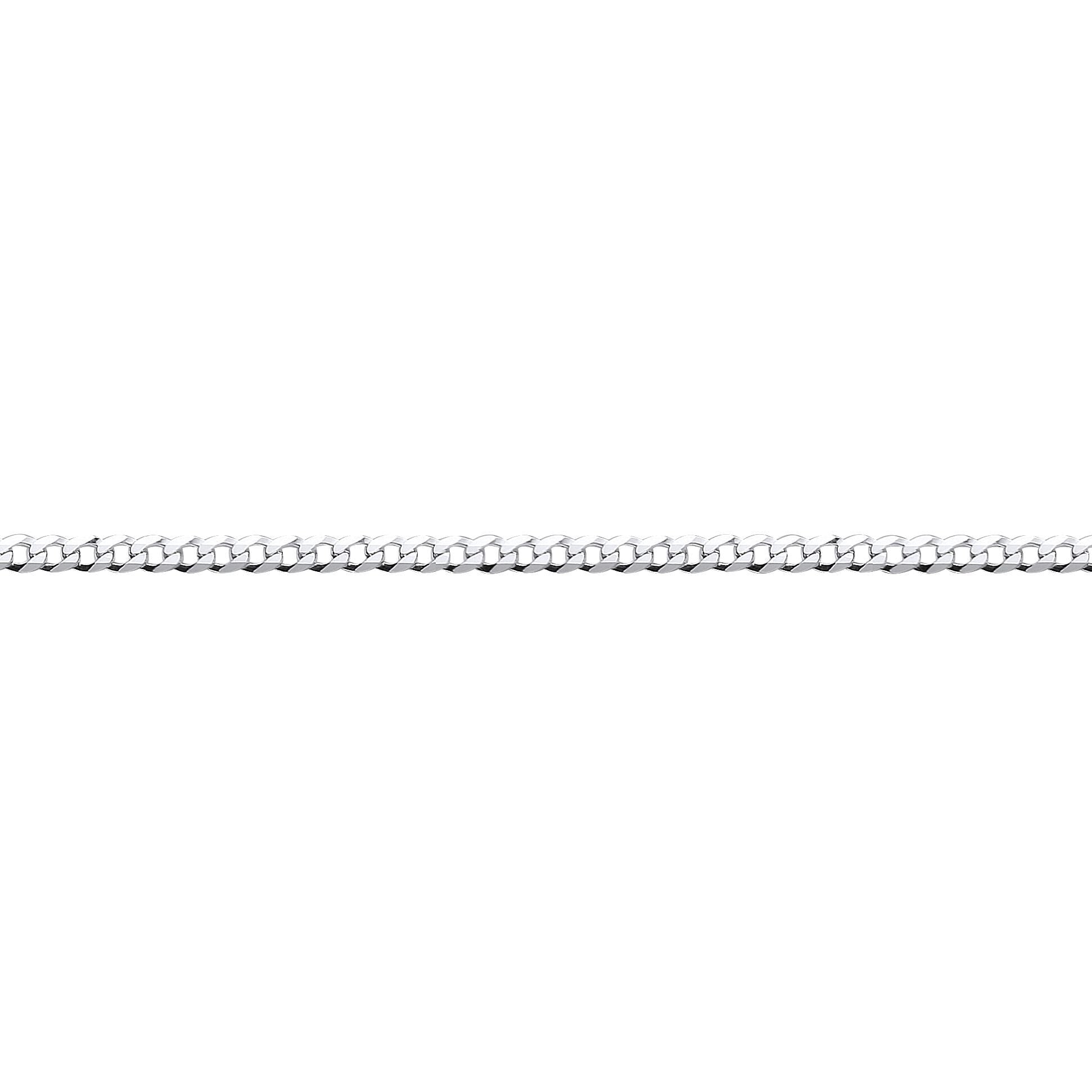 Silver  Traditional Diamond-Cut Flat Curb Chain Link Bracelet - GVCH32-6