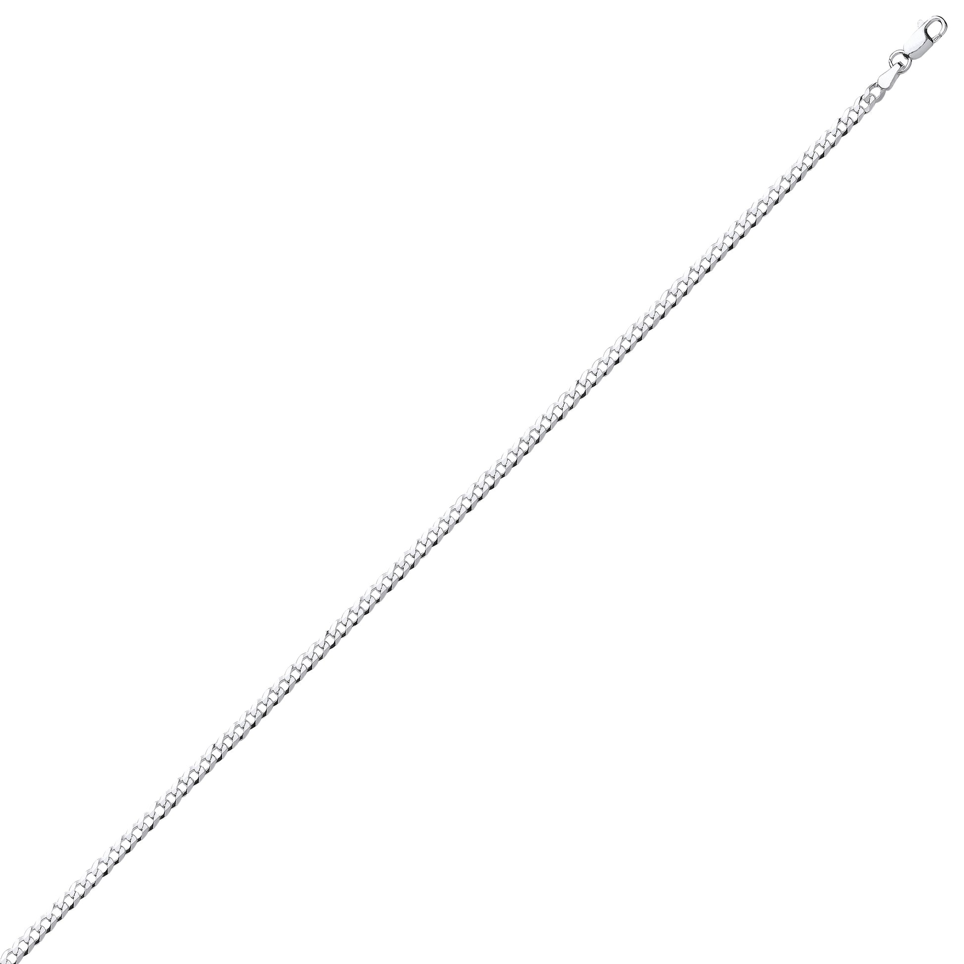Unisex Silver  Bevelled Ultra Flat Curb Chain Necklace - GVCH32
