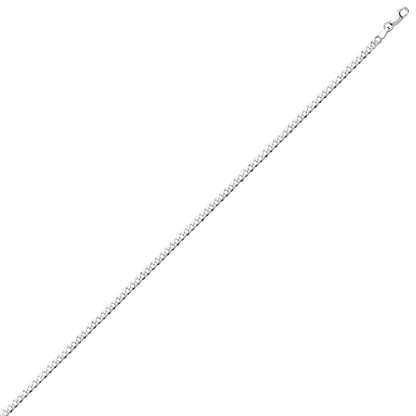 925 Silver  Bevelled Ultra Flat Curb Chain Bracelet 3mm 7.5 inch - GVCH32