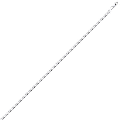 Unisex 925 Silver  Bevelled Ultra Flat Curb Chain Necklace 3mm -