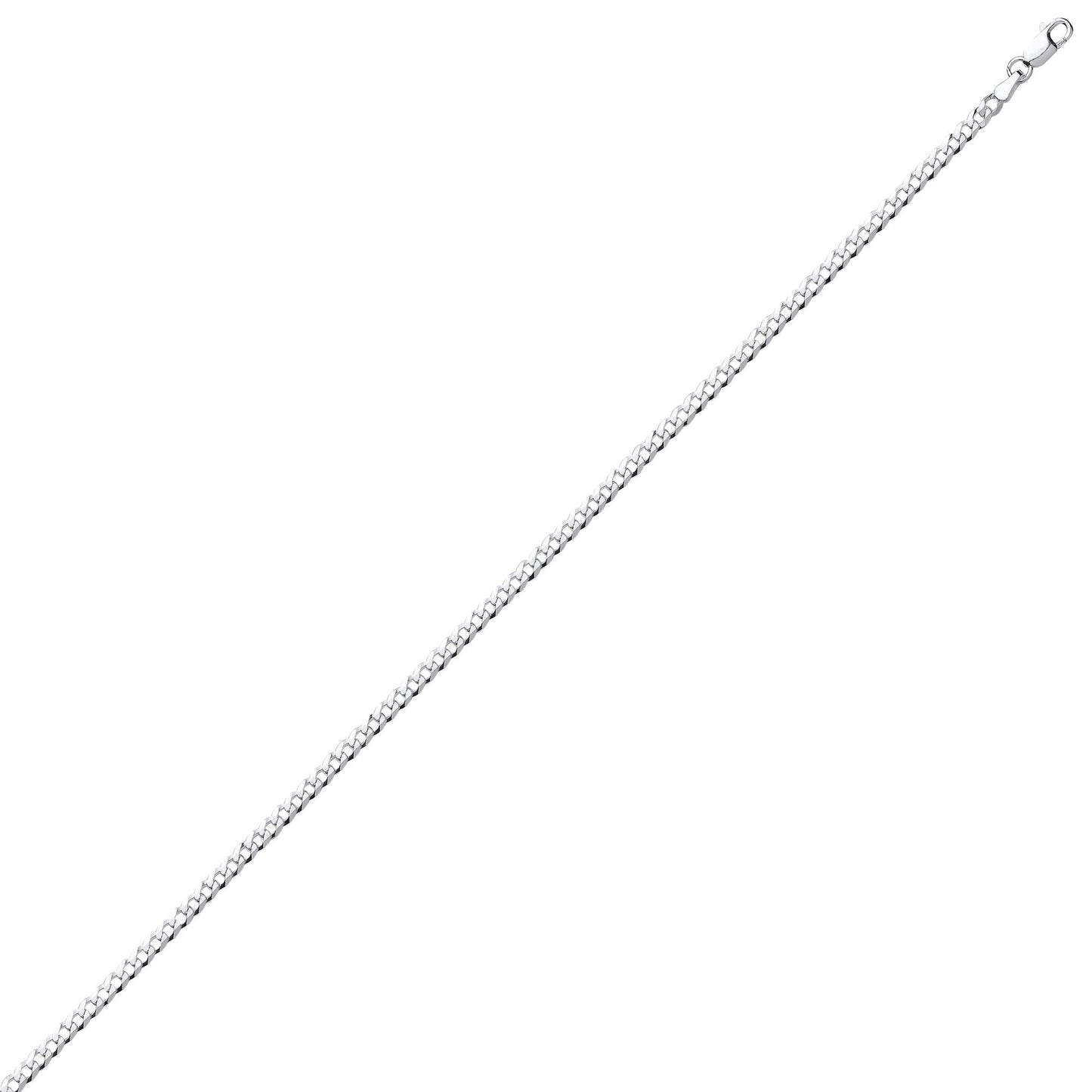 925 Silver  Bevelled Ultra Flat Curb Chain Necklace 3mm - GVCH32