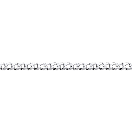 Mens Silver  Bevelled Ultra Flat Curb Chain Bracelet - GVCH32