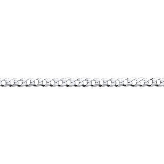 925 Silver  Bevelled Ultra Flat Curb Chain Bracelet 3mm 7.5 inch - GVCH32