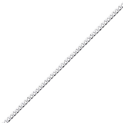 Mens Silver  Bevelled Ultra Flat Curb Chain Bracelet 3mm 8.5 inch - GVCH32