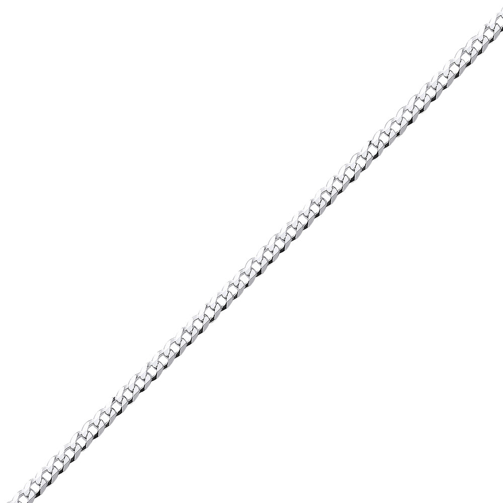 Unisex 925 Silver  Bevelled Ultra Flat Curb Chain Necklace 3mm - GVCH32