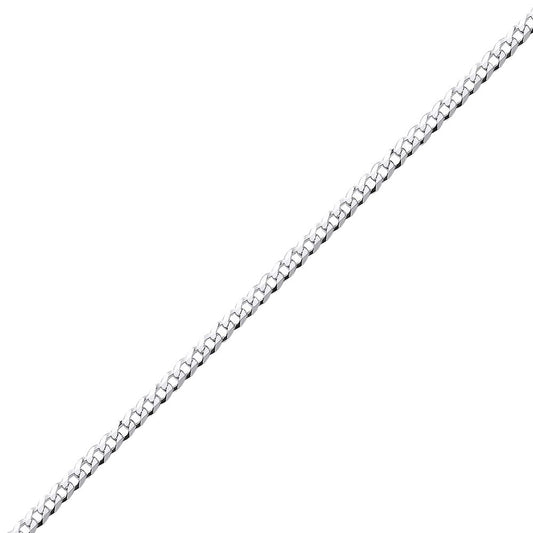 Unisex 925 Silver  Bevelled Ultra Flat Curb Chain Necklace 3mm -