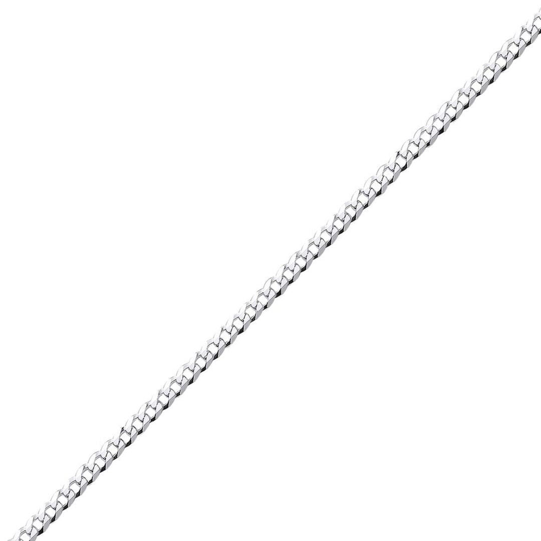 925 Silver  Bevelled Ultra Flat Curb Chain Necklace 3mm - GVCH32