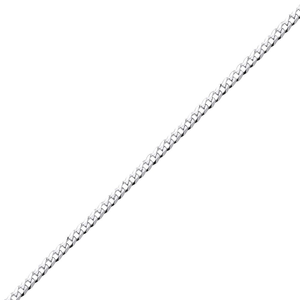 925 Silver  Bevelled Ultra Flat Curb Chain Bracelet 3mm 7.5 inch - GVCH32
